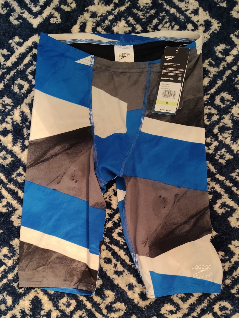 Speedo Men’s Blue, Gray & White Performance Jammer